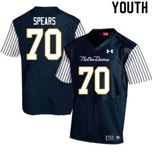 Notre Dame Fighting Irish Youth Hunter Spears #70 Navy Under Armour Alternate Authentic Stitched College NCAA Football Jersey JXJ1099PK